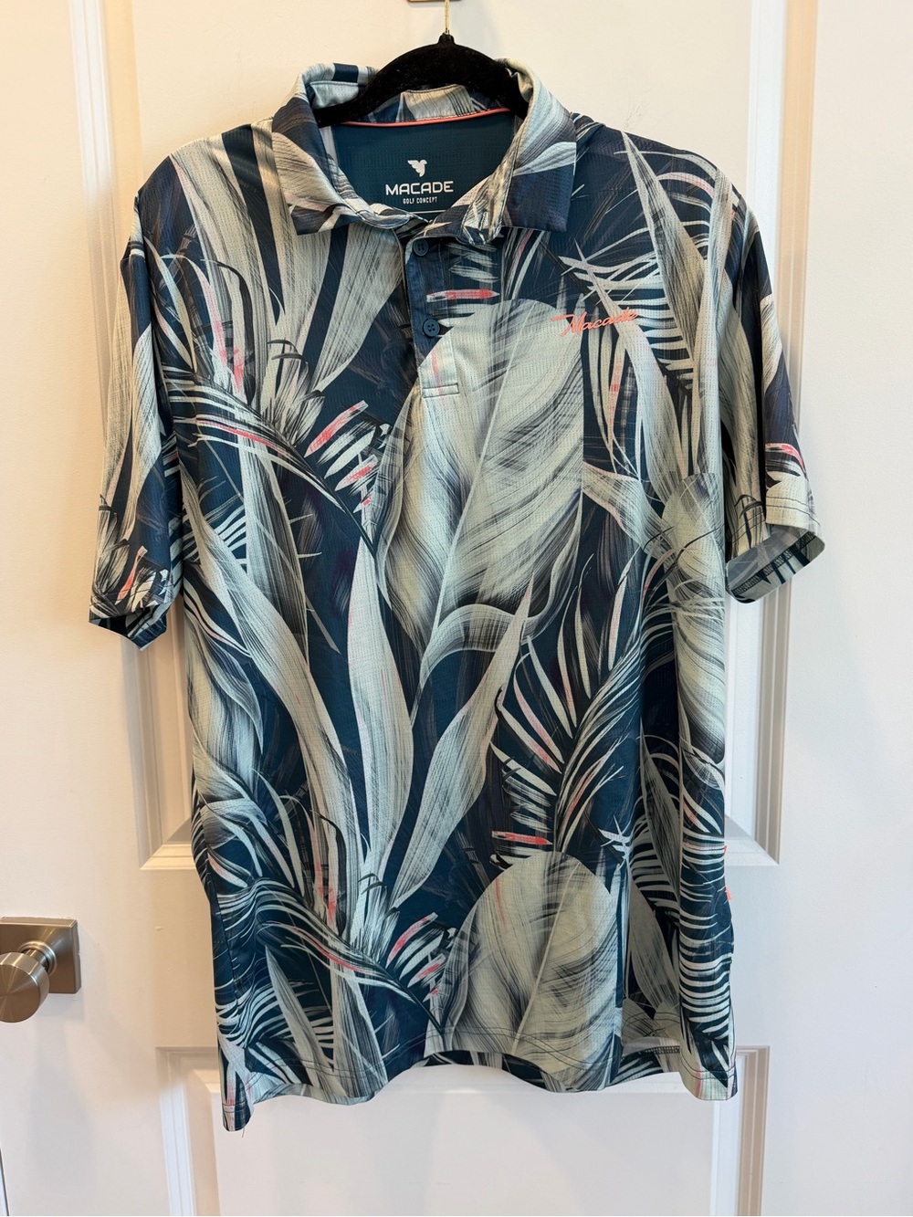 Macade Golf Concept Men’s XL Tropical Palm Print Performance Polo Shirt